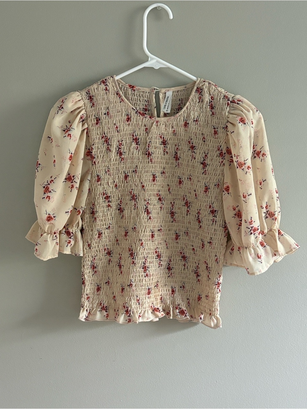 Live 4 Truth Cream Floral Smocked Puff-Sleeve Top